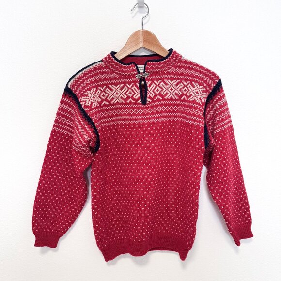 Vintage Little Nomad Norwich Red Nordic Wool Sweater Size 10 - Picture 1 of 11